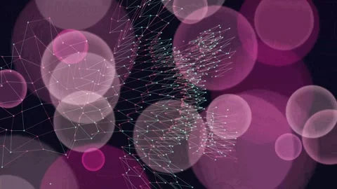 Abstract Pink Bubbles and DNA Helix Network Animation on Dark Background Stock Footage 332497357