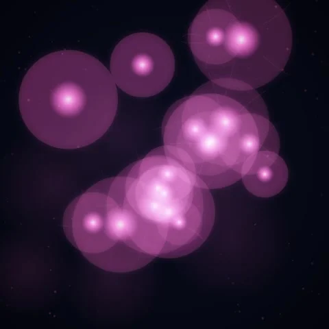 Abstract Pink Bubbles Floating in Dark Space - Science, Biology, or Tech Ba.. Stock Footage 347809804