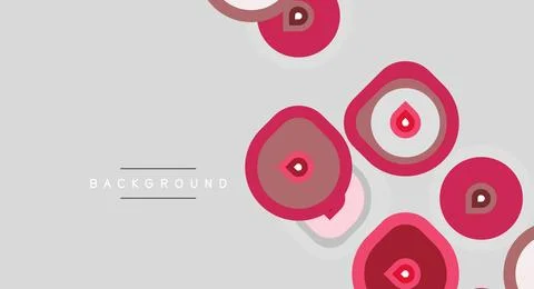 Abstract pink circles overlap gray backdrop. Minimalist design, simple shapes Stock Illustration
