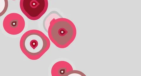 Abstract pink circles overlap gray background. Shapes vary size, creating m.. Stock Illustration