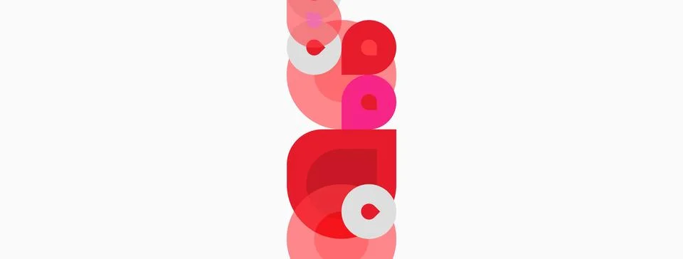 Abstract pink circles stacked vertically. Minimalist design, simple shapes, Stock Illustration