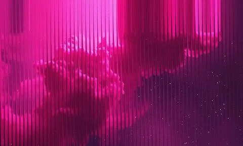 Abstract Pink Clouds and Mist Behind Vertical Reeded Glass Texture for Drea.. Stock Illustration