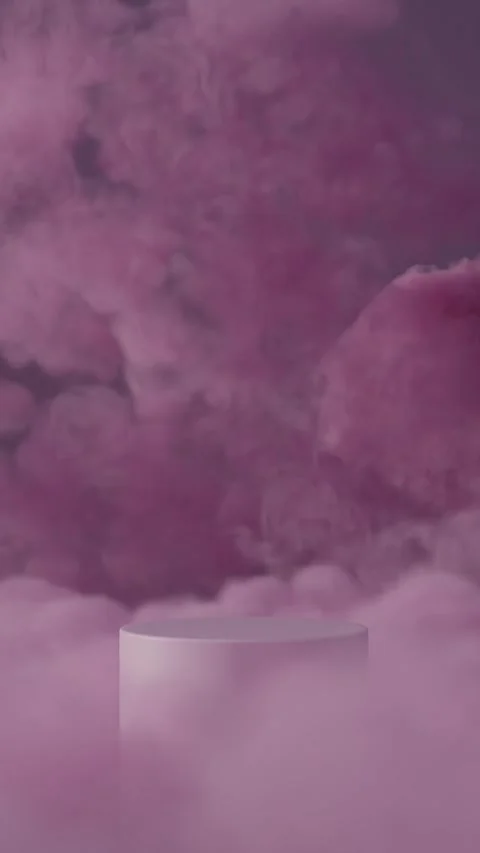 Abstract pink clouds and product podium stand for valentine's day.  Stock Footage 298290105