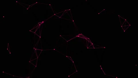 Abstract pink connected dots moving randomly on black background. Modern tech Stock Footage 148463020