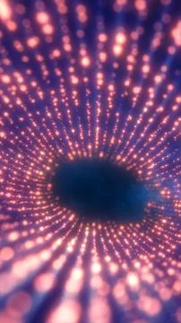 Abstract pink data vortex formed by glowing dots, representing digital flow.. Illustrazione stock