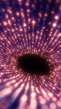 Abstract pink data vortex formed by glowing dots, representing digital flow.. Stock Illustration