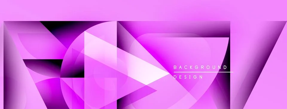 Abstract pink design features geometric shapes, gradients. Modern background Stock Illustration
