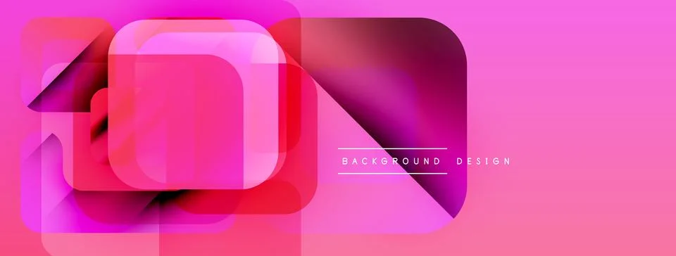Abstract pink design features overlapping squares, rectangles. Modern, vibrant 스톡 일러스트
