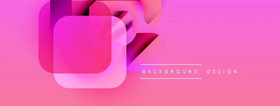 Abstract pink design features overlapping squares, gradients. Modern aesthetic, 库存插图