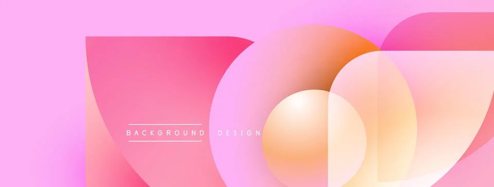 Abstract pink design features overlapping circles, gradients. Text reads Stock Illustration