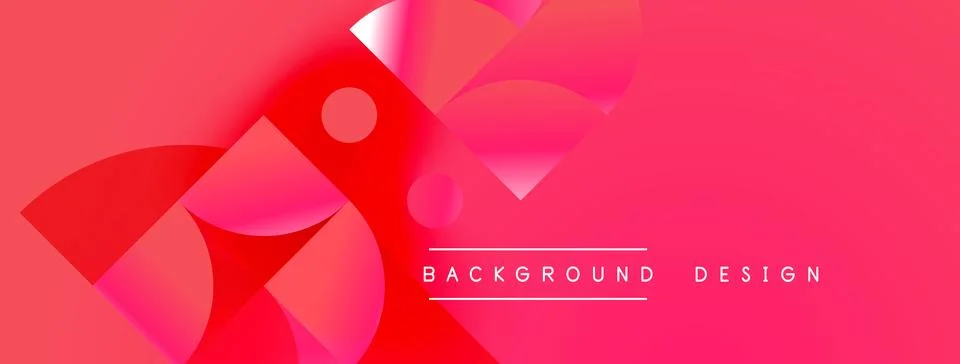 Abstract pink design features overlapping shapes, gradients. Text reads Illustrazione stock