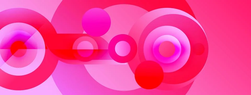 Abstract pink design features overlapping circles, gradients, vibrant hues. Stock Illustration