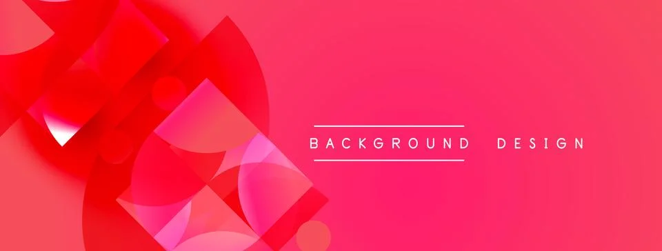 Abstract pink design features overlapping geometric shapes. Gradient shades Ilustración de archivo