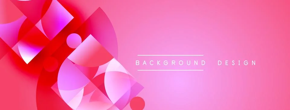 Abstract pink design features overlapping geometric shapes. Vibrant colors Stock Illustration