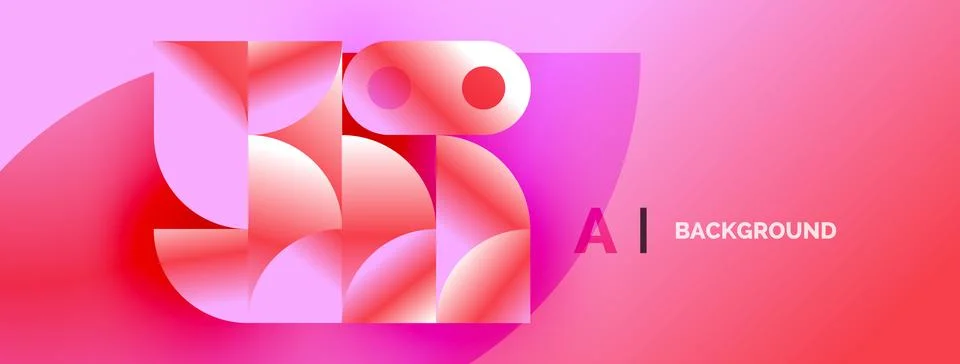Abstract pink design. Overlapping shapes create dynamic visual effect. Gradie Stock Illustration
