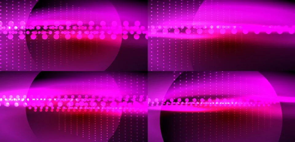 Abstract pink design. Repeating patterns, glowing dots, curved shapes create 스톡 일러스트