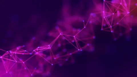 Abstract pink dots and lines on a purple gradient background. Looped purple Stock Footage 275683100