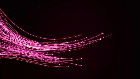 Abstract pink fiber optic data flow background, glowing digital network con.. Video stock 345841361