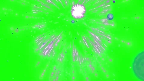 Abstract pink fireworks explosion with green background Stock Footage 337463503
