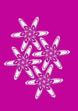 Abstract Pink Floral Line Pattern on Magenta Background Stock Illustration
