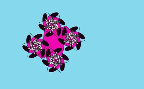 Abstract Pink Floral Spirograph Pattern on Light Blue Background 스톡 일러스트