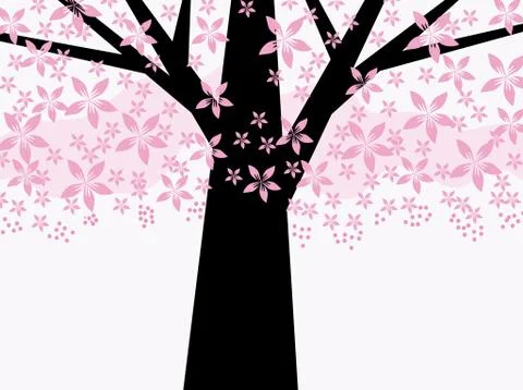 Abstract pink floral tree Stock Illustration