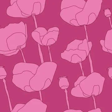 Abstract pink flowers seamless pattern Illustrazione stock