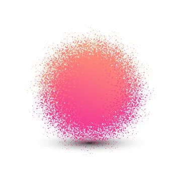 Abstract pink fluffy isolated sphere with shadow logo. Round shape fuzzy kids Stock Illustration