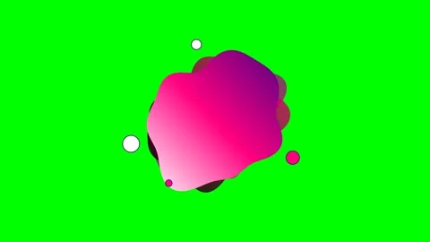 Abstract pink fluid shape with decorative circles on a green background Stock Footage 340263396