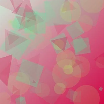 Abstract pink geometric background with overlapping circles, squares, and t.. 스톡 일러스트
