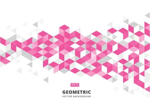 Abstract pink geometric background with polygonal triangles, cube pattern.Tem Stock Illustration