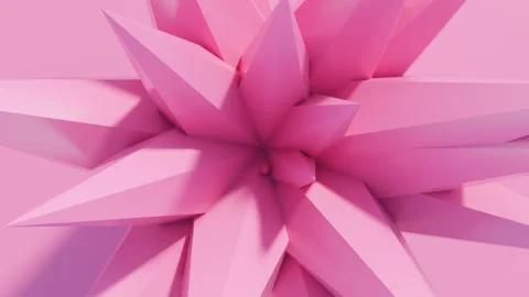 Abstract Pink Geometric Shape with Sharp Spikes, Monochrome Design in One Color Video stock 293471708