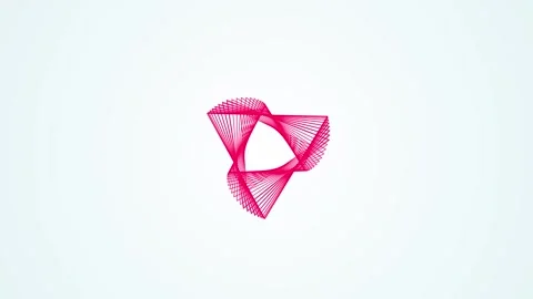 Abstract pink geometric spiral shape rotating on clean white background loo.. Stockbeeldmateriaal 343820932
