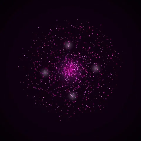 Abstract Pink Glitter Particles Exploding in Dark Space - Digital Art Stockbeeldmateriaal 347264799