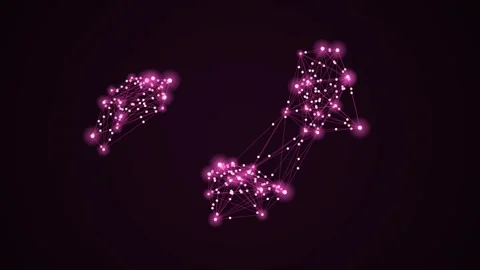 Abstract Pink Glowing Polygonal Clusters Moving on Dark Background Video stock 347963516