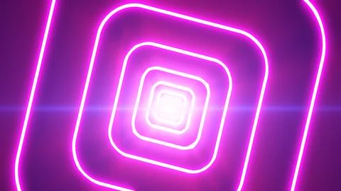 Abstract pink glowing rounded squares shrinking into a bright center, creat.. Stock Illustration