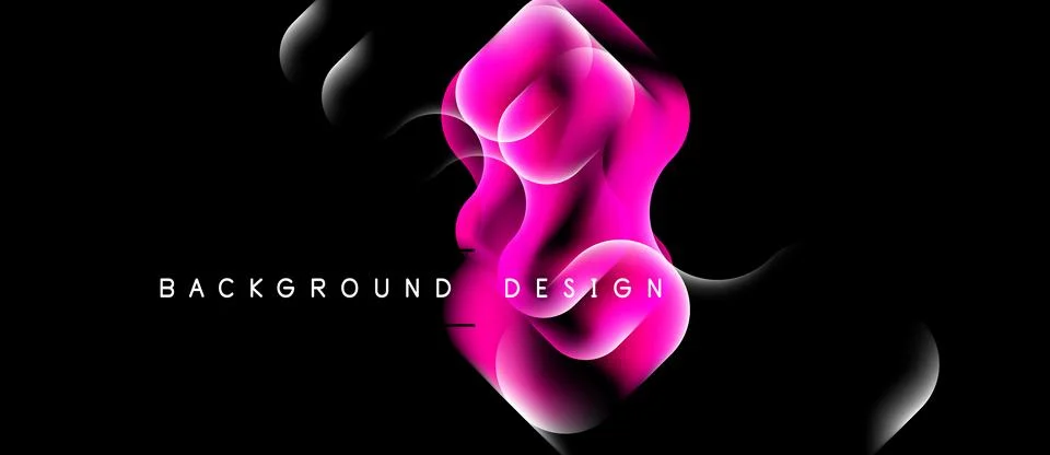 Abstract pink glowing shape dominates black background. White curves accent Stockillustratie