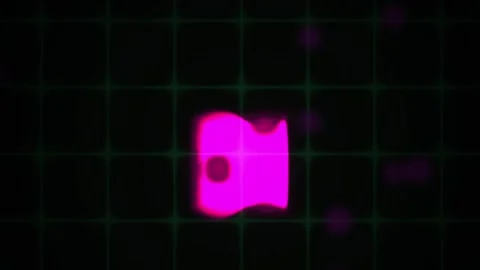 Abstract Pink Glowing Shape Morphing Dynamically on a Dark Grid Background Stock Footage 343689663