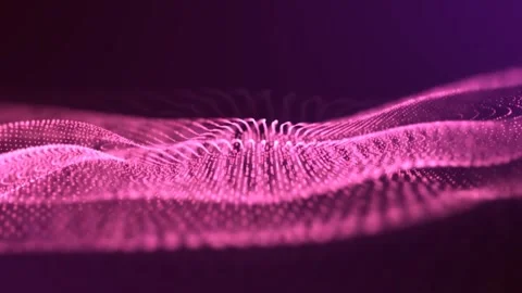 Abstract pink glowing waves from particles and dots energy Stock Footage 247451635