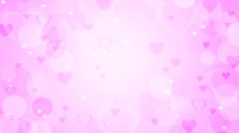 Abstract pink gradient bokeh background with hearts and circles Stock Illustration