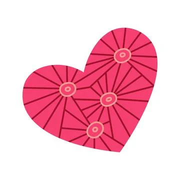 Abstract Pink Heart with Geometric Pattern in Cute Hand Drawn Style Illustrazione stock