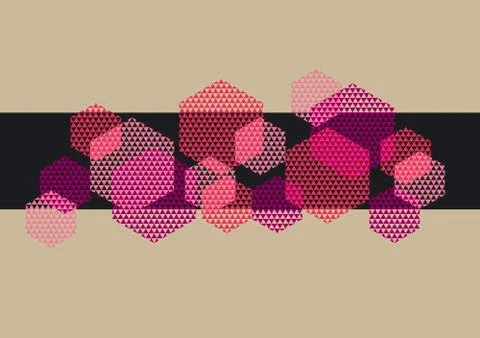 Abstract pink hexagon with triangle texture. Stock Illustration