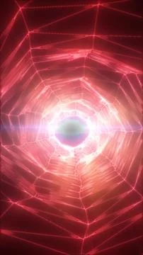Abstract pink hexagonal tunnel with reflective glowing walls and bright cen.. 스톡 일러스트