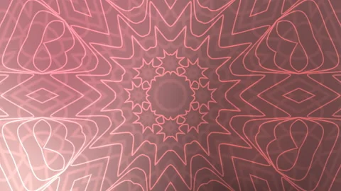 Abstract Pink Kaleidoscope Pattern Glowing and Shifting in Symmetrical Digi.. Stockbeeldmateriaal 333982118