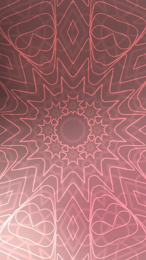 Abstract Pink Kaleidoscope Pattern Glowing and Shifting in Symmetrical Digi.. Stock Footage 333982130