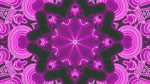 Abstract Pink Kaleidoscope Patterns. 4K Geometric Animation Background Stock Footage 140744295