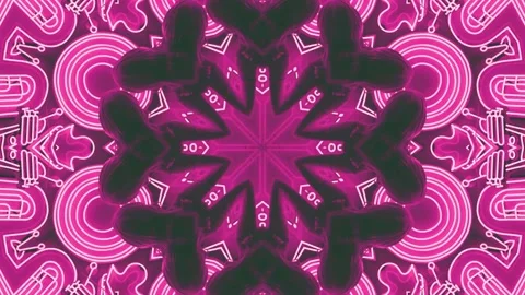 Abstract Pink Kaleidoscope Patterns. 4K Geometric Animation Background. Stock Footage 140744430