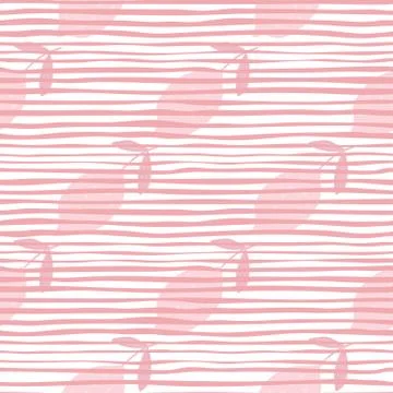 Abstract pink lemon with leaf seamless pattern. Hand drawn citrus fruits wall Illustrazione stock