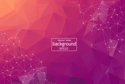 Abstract Pink light Polygonal Space Background with Connecting Dots and Lines Stock Illustration