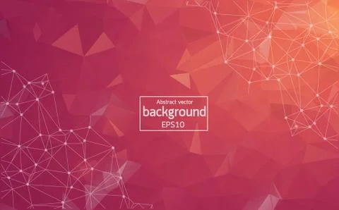 Abstract Pink light Polygonal Space Background with Connecting Dots and Lines Stock Illustration